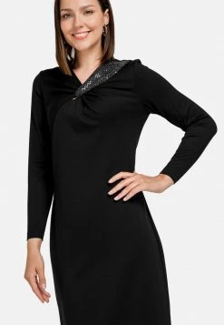 HELMIDGE Femme Robe Fourreau Schwarz