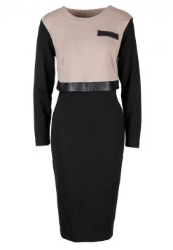 HELMIDGE Femme Robe Fourreau Schwarz Beige -HELMIDGE Soldes Boutique 2b466772da54436180c860f51104c57f