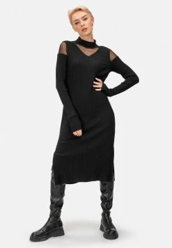 HELMIDGE Femme Robe Fourreau Schwarz