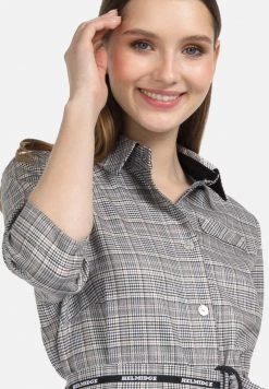 HELMIDGE Robe Chemise Kariert Beige Femme -HELMIDGE Soldes Boutique 3842d0010a924ef1abed0c40606e449f