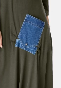 HELMIDGE Femme Robe Longue Khaki -HELMIDGE Soldes Boutique 4312af9041ba4affaaaef18ca89070aa