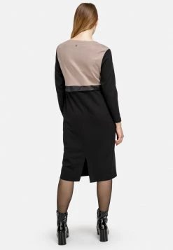 HELMIDGE Femme Robe Fourreau Schwarz Beige -HELMIDGE Soldes Boutique 52b45d6275cc4299939fa3e6464a7484