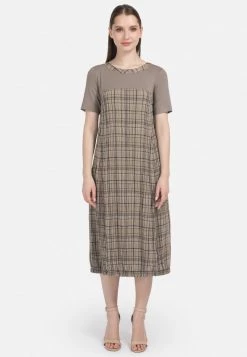 HELMIDGE Femme IM KARO DESSIN Robe De Jour Beige