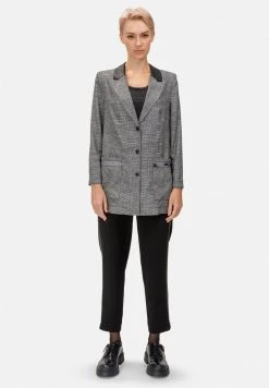 HELMIDGE Femme Manteau Court Schwarz Grau