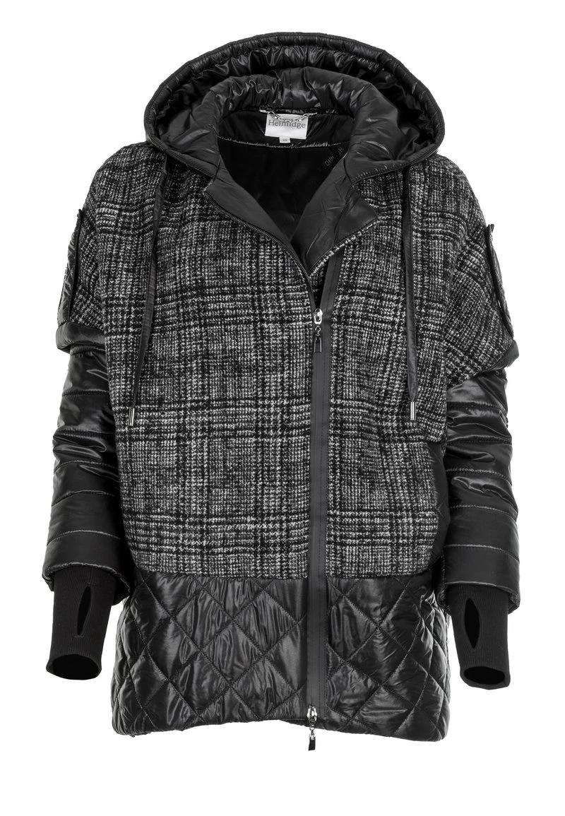 HELMIDGE KURZEJACKE KURZEJACKE Veste D'hiver Schwarz Grau Femme 7 HELMIDGE KURZEJACKE KURZEJACKE Veste D'hiver Schwarz Grau Femme – Image 5