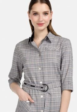 HELMIDGE Robe Chemise Kariert Beige Femme -HELMIDGE Soldes Boutique 7da56693dc8549b88969b245e70554f2