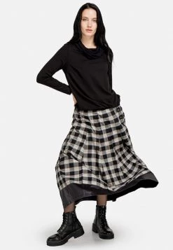 HELMIDGE Femme KARO Jupe Trapèze Schwarz/beige