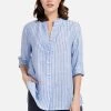 HELMIDGE Femme Blouse Weiss Hellblau -HELMIDGE Soldes Boutique 7e6a72282a0d41e0bd79fc86bf36ae63