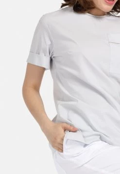 HELMIDGE Femme MIT RUNDHALS Blouse Hellgrau -HELMIDGE Soldes Boutique 7fb475cc657e4daba1216e40678452df