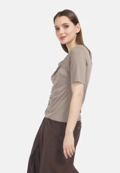 HELMIDGE Femme KNOTEN AUSSCHNITT Blouse Beige -HELMIDGE Soldes Boutique 91b20d50f02346cfb61262a95fba2013