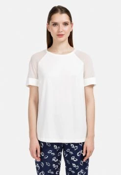 HELMIDGE Femme KURZARMBLUSE BLUSE Blouse Milchig