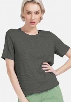 HELMIDGE Femme T Shirt Imprimé Khaki -HELMIDGE Soldes Boutique aad61779fdde48bebd9da97c26b001bf