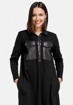 HELMIDGE Femme Robe Chemise Schwarz -HELMIDGE Soldes Boutique ac764585e6554ce8ae5b9744db18b2ab