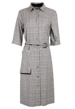 HELMIDGE Robe Chemise Kariert Beige Femme -HELMIDGE Soldes Boutique b42910ce289a458b98aa730f618efd97