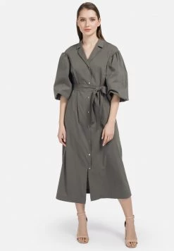 HELMIDGE Femme HEMDBLUSENKLEID Robe Chemise Khaki