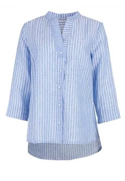 HELMIDGE Femme Blouse Weiss Hellblau -HELMIDGE Soldes Boutique bf2cebf3944c4e429fed94b66541f495