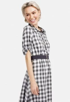 HELMIDGE IM KARO DESSIN Robe Chemise Grau Femme -HELMIDGE Soldes Boutique dae2e7a46cb94be9876c670de3788b93