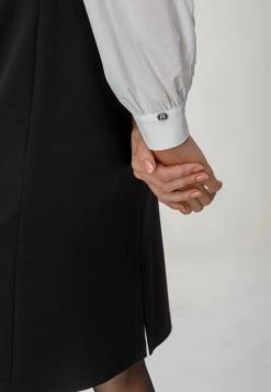 HELMIDGE Femme Robe Chemise Milchig Schwarz -HELMIDGE Soldes Boutique e612e5ca69334d2a93336c71ccabedff