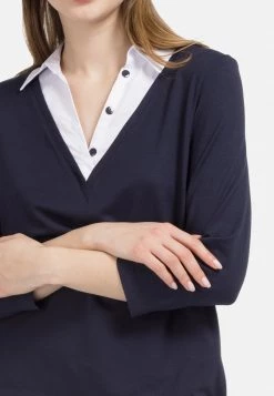 HELMIDGE Femme KRAGEN Blouse Blue 12 HELMIDGE Femme KRAGEN Blouse Blue -HELMIDGE Soldes Boutique f6a84039504a4d2586bee02369eebf6f