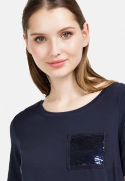 HELMIDGE KURZARMBLUSE BLUSE Blouse Blau Femme -HELMIDGE Soldes Boutique fb42eda18d8d42d6bf7a021541426f6e